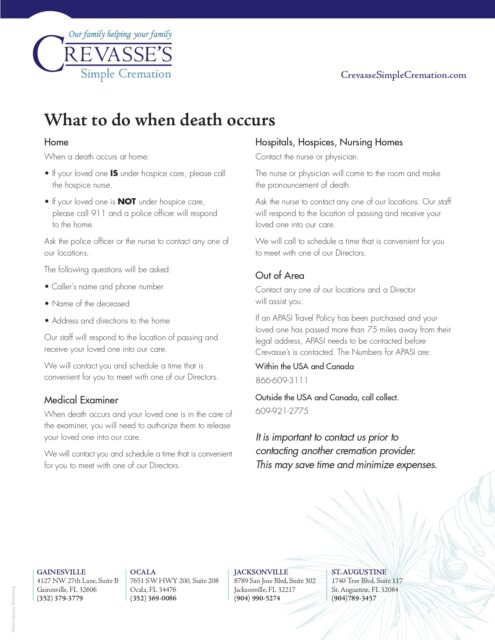 What to Do When Death Occurs